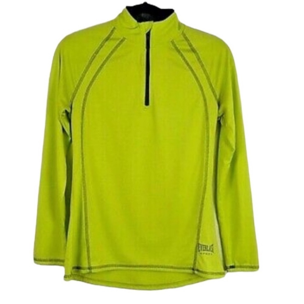 Everlast Long Sleeve Performance Top Sport Neon Green 1/4 Zip Women’s Size Small